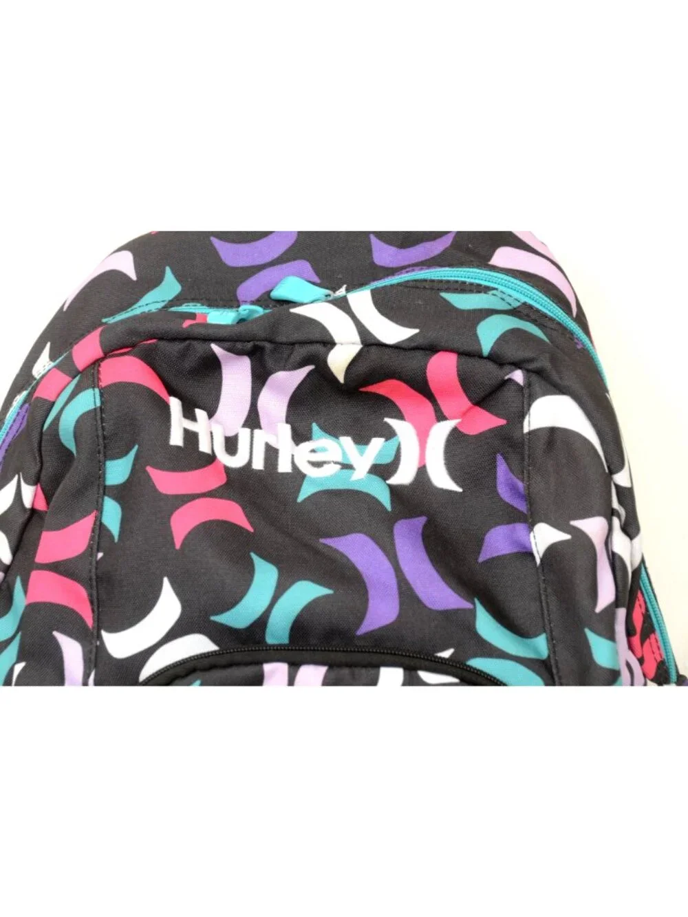 Hurley Colorful Backpack Book‎ Bag Black Multi-Color Logo/Graphic Daypack